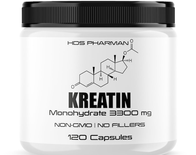 Creatine Monohydrate 3300 mg | High Dose | Energy & Muscle Recovery | No Additives | Handmade | Laboratory Tested | HDS Pharman