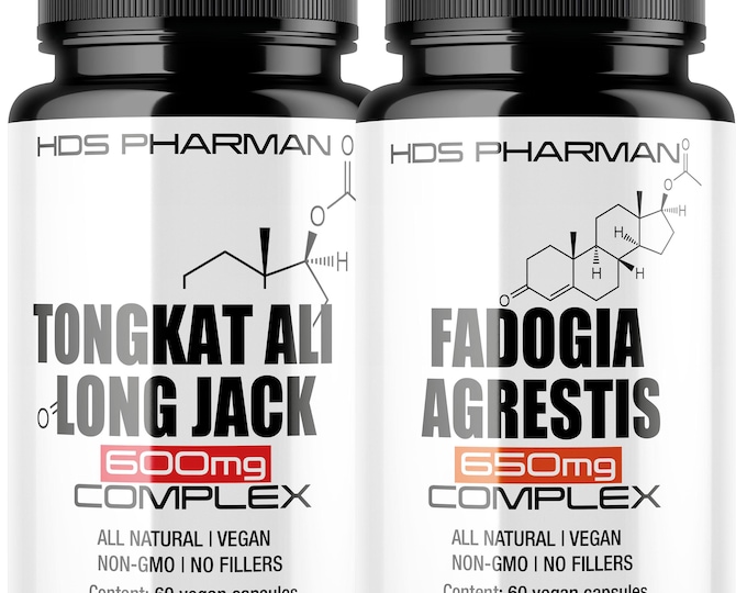 Tongkat Ali Complex + Fadogia Agrestis | 60 + 60 vegan capsules | No additives | Men's formula