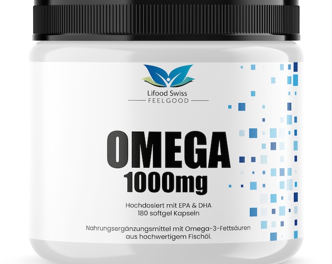 Lifood Swiss Omega-3 1000mg – 180 Capsules – High-quality fish oil for heart & brain – Dietary supplement