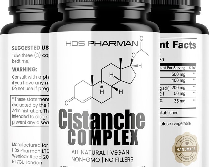 Cistanche Capsules Complex 500 mg Extract Clean Natural Cistanche Tubulosa Supplement High Potency 10 x Stronger Cistanche Powder Vegan
