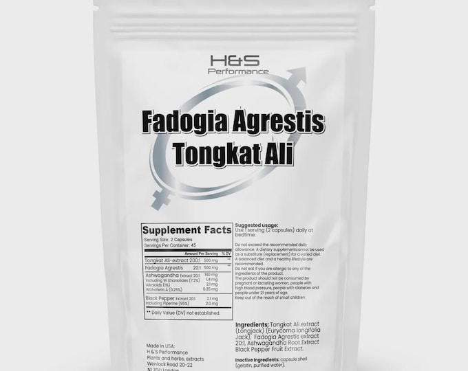 Tongkat Ali LOng Jack + Fadogia Agrestis + Ashwagandha Complex – 90 Vegan Capsules (45 Servings)