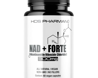 NAD+ Forte: Nicotinamide Riboside Chloride with L-Theanine - 60 Vegan Capsules