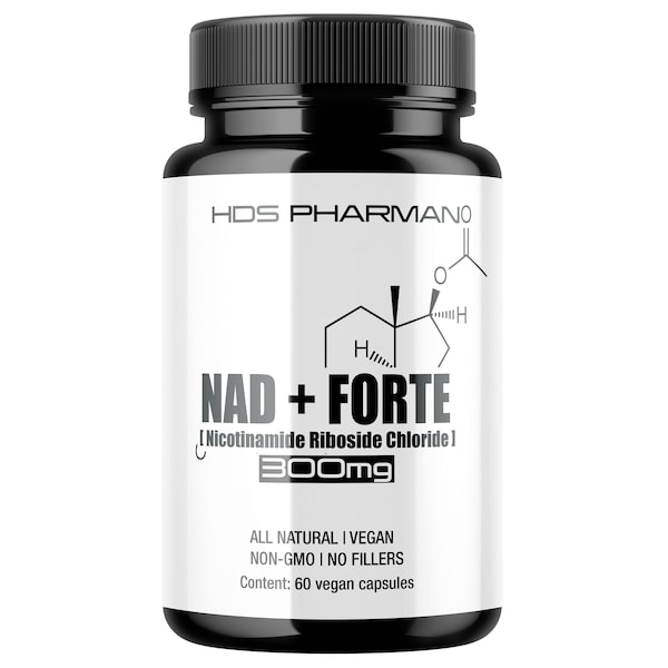 NAD+ Forte: Nicotinamide Riboside Chloride mit L-Theanin - 60 Vegane Kapseln
