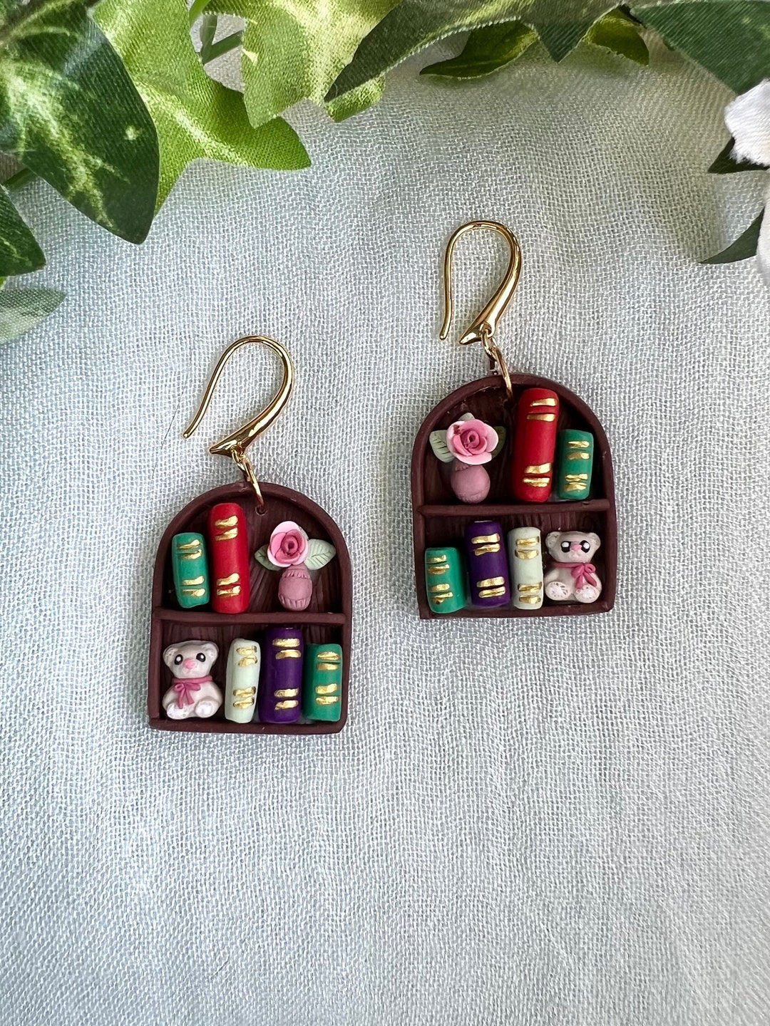 Book Lover Earring Dangles Bookshelf Earrings Teacher Etsy Australia