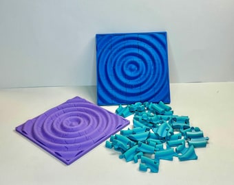 3D Printed Wave Ripple Puzzle: 25-Piece Brain Teaser with Base