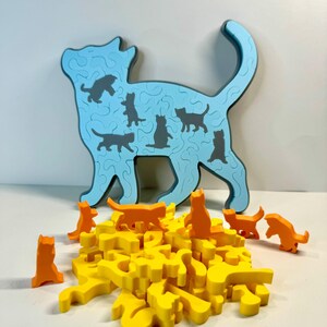 Cat Puzzle: 39 Unique Pieces, 6 Mini Cats - Customizable Gift