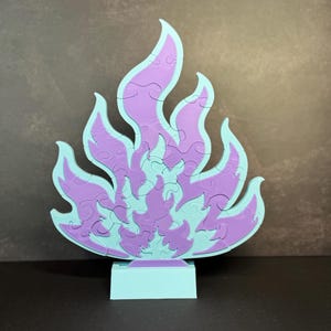 Survivor Fire Puzzle V2- Personalized Colors & Text - Unique Display Stand