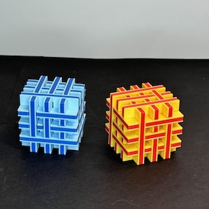 Customizable Two-Tone Puzzle Cube: 9-Piece Brain Teaser