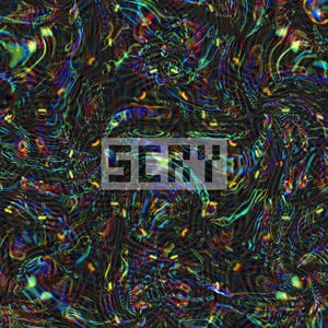 K&ouml;nnte beinhalten: Abstrakte digitale Kunst mit einem wirbelnden, psychedelischen Muster. Das Design zeigt einen dunklen Hintergrund mit lebendigen Streifen in Blau, Gr&uuml;n, Gelb und Rot, wodurch ein dynamischer und farbenfroher visueller Effekt entsteht. Das Wort "SERY" steht im Zentrum.