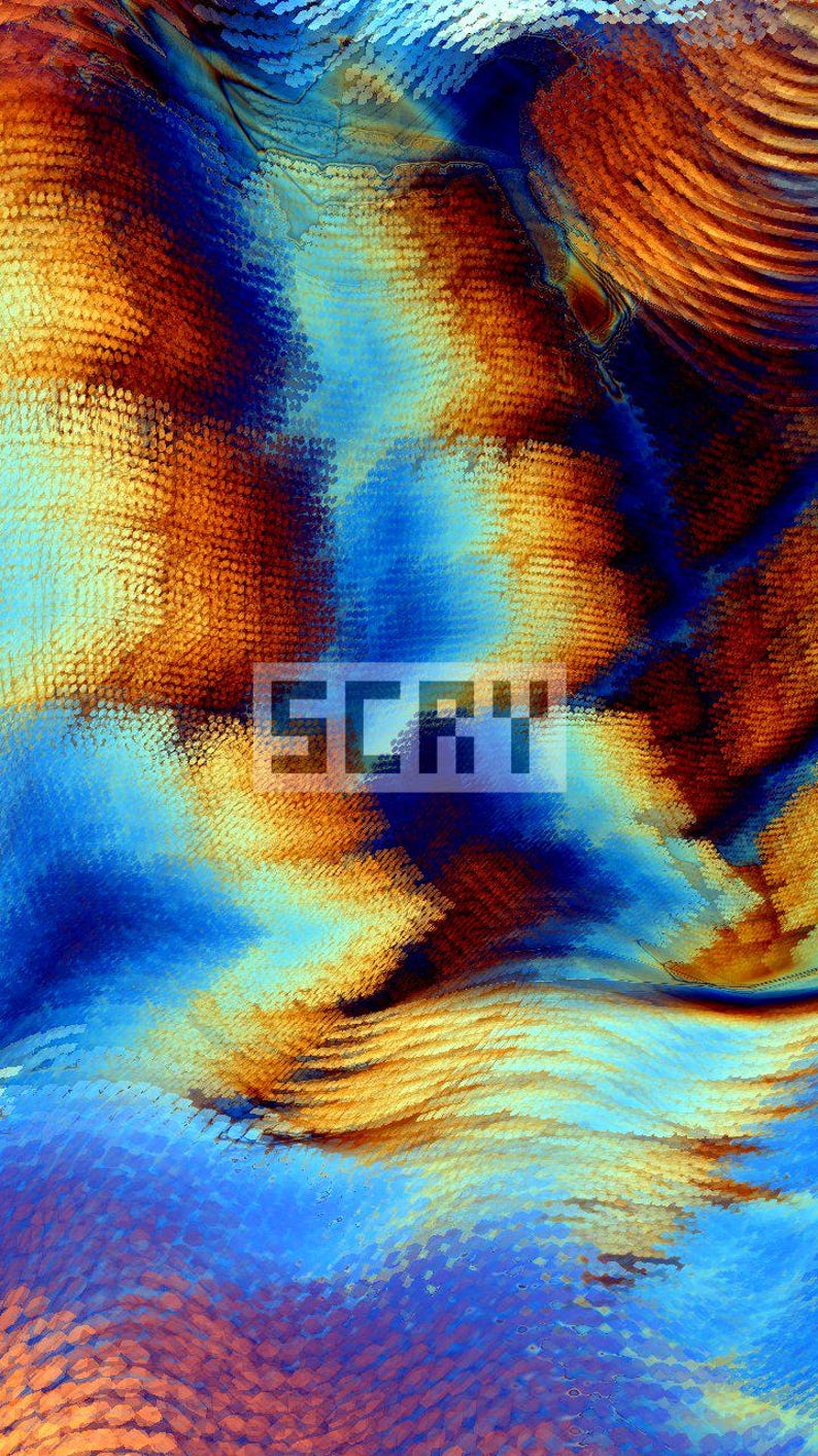 Puede incluir: Arte digital abstracto con apariencia texturizada. La obra presenta una mezcla de colores, incluyendo tonos de azul, naranja y marr&oacute;n. La palabra "SCRY" se muestra en blanco, con una fuente en bloques. El tema general es art&iacute;stico y moderno.
