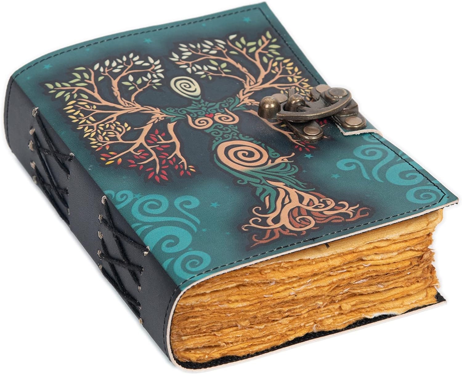 Darkhold Grimoire Book Of Shadows - 7x5 Inch Leather Spell Journal With 200 Pages For Witchcraft