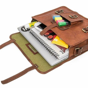 Genuine Leather Shoulder Bag Laptop Bag Vintage Looks Brown Messenger Bag Unisex image 2