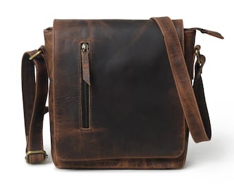 Men's Handmade Leather Crossbody Bag - Durable and Stylish Messenger Bag for Daily Use