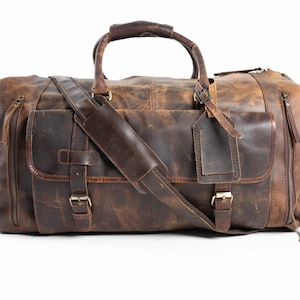 Leather Duffle Bag, Handmade Leather Weekender, Gym Bag, Vacation Duffel Bag, Travel Bag, Overnight Bag, Leather Holdall , Shoe pocket bag