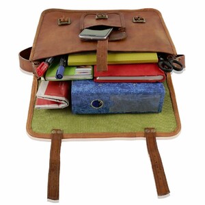 Genuine Leather Shoulder Bag Laptop Bag Vintage Looks Brown Messenger Bag Unisex image 5