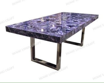 Amethyst Stones Countertop / Dining Table, Purple Amethyst stone Handmade Art Interior Furniture Agate Meeting Table, Agate Countertop