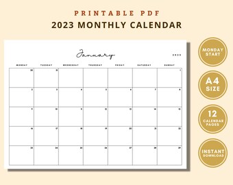 Undated Blank Monthly Calendar Landscape Template, Printable Blank ...