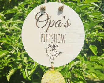 Opas Meise Piepshow Ostern Frühling Opa Oma Mama Papa Geschenk Holz personalisiert Geburtstag Hochzeit Muttertag Vatertag lustig