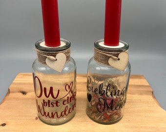 Dried flowers|dried flowers in a glass |personalized| Candle jar with dried flowers | personalized gift | with engraved wooden tag