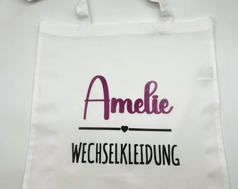 Stoffbeutel | Wechselkleidung | Jutebeutel | Auf Wunsch personalisiert mit Name Tragetasche Kindergarten Henkeltasche Einkaufen