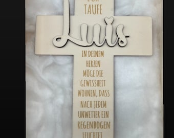 Taufkreuz, Kommunionkreuz, personalisiertes Geschenk zur Taufe, Kommunion, Firmung, Taufgeschenk, Kommuniongeschenk, Holzkreuz, Taufe Deko