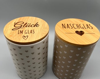 Nachhaltiges und stilvoll personalisiertes Vorratsglas aus Bambus,ein einzigartiges Geschenk für die Freundin, Mama, oder als Aufmerksamkeit