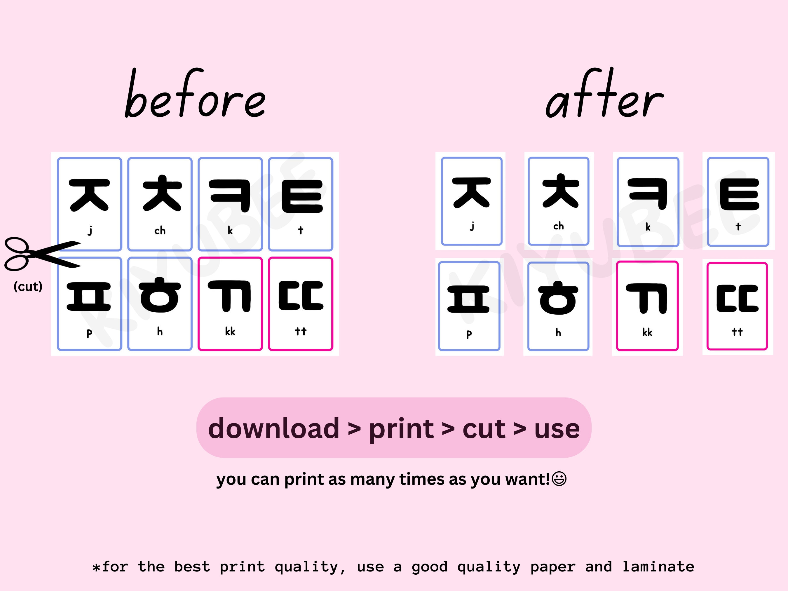 Korean Worksheets &amp; Flashcards Bundle, Hangul Writing Practice ...