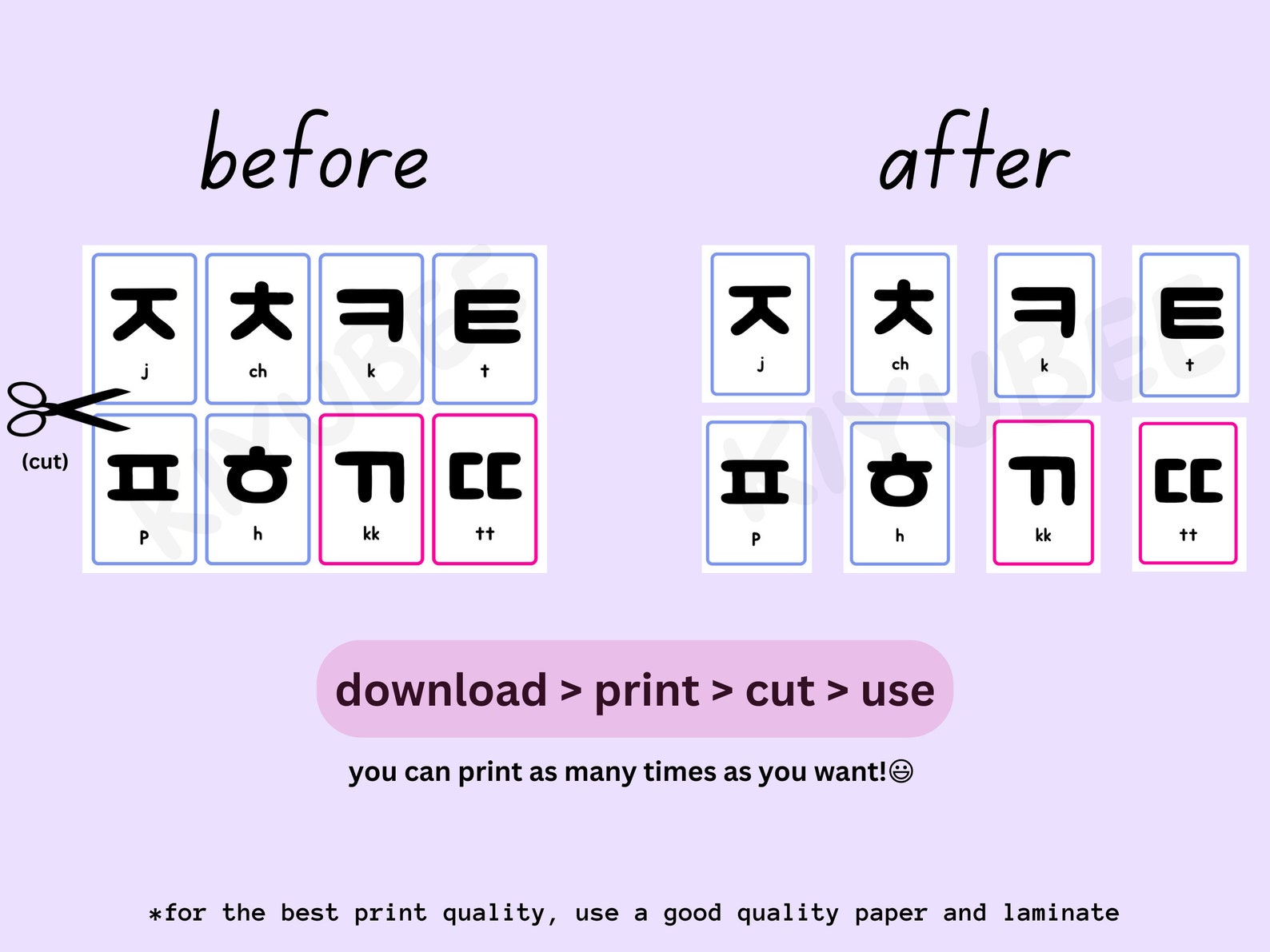 Korean Hangul Flashcards Printable Korean Alphabet Printable Flashcards ...