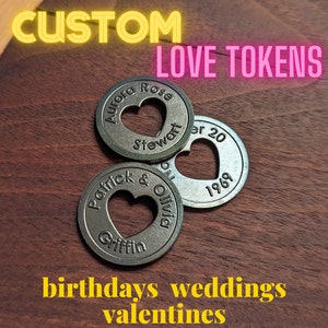 ¡Amuleto de amor grabado personalizado! Moneda de la suerte de acero inoxidable para bodas, cumpleaños y recuerdos, llavero o colgante