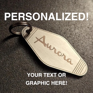 Mini Personalized Retro Hotel/Motel Keychain, Custom Stainless Steel Metal Custom Hotel Key Fob