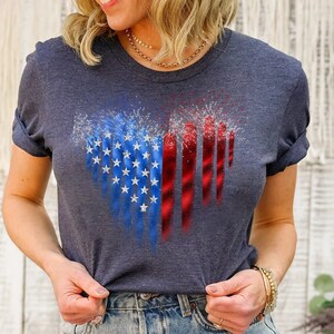 American Flag Heart T-Shirt, Fourth of July T-Shirt, USA Flag Shirt, Independence Day, American Flag Shirt, Patriotic Shirt, 4Th Of July Tee