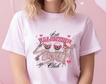 Anti Valentine Club Sweatshirt, Anti Valentines Day Gift, Funny Skeleton Shirt, Couple Gift, Sarcastic Valentines, Valentine Gift, Self Love