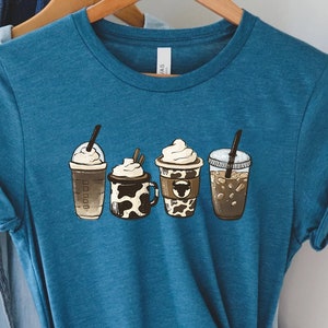 Cow Coffee Mug Sweatshirt, Coffee Cup Shirt, But First Coffee, Coffee Latte Lover Gift, Iced Coffee Shirt, Womens Crewneck, Cute Coffee Tee
