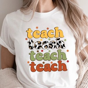 Retro Leopard Teach Shirt, Retro Teach Shirt, Retro Teach T Shirt, Teacher Raglan, Retro Teacher Shirt, Teacher Leopard Shirts, Teacher Gift