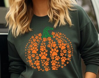 Paw Pumpkin Shirt, Paw Print Shirt, Pumpkin Dog Shirt, Dog Halloween Shirt,Retro Pumpkin, Halloween Shirt, Halloween Sweatshirt,Thanksgiving