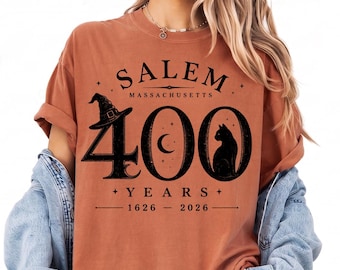 Comfort Colors® Salem 400 Years Shirt, Salem Massachusetts Tee, Witch City Cat T-shirt, Halloween 2026 Gift