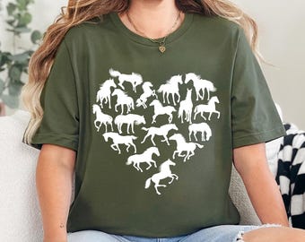 Horse Heart Shirt, Horse Lover Tee, Horses Heart T-Shirt, Horse Lover Gift, Horse Silhouette Shirt, Equestrian Tee, Gift For Horse Owner