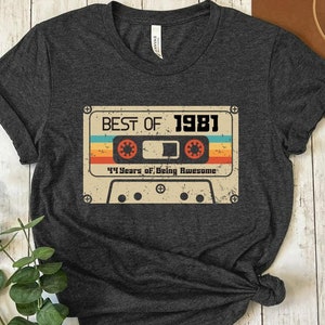 44th Birthday Shirt, Vintage 1981 Limited Edition Cassette T-Shirt, 44th Birthday Gift For Women, 44th Birthday Men Tee, 1981 Birthday Shirt
