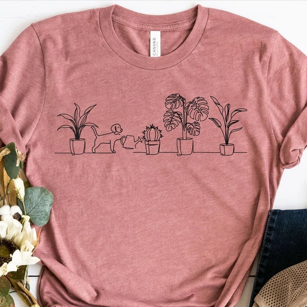 Dog And Plants Shirt, Plant Lady, Plant Lover, Gardener Shirt, Shirts For Dog Lover, Succulent Plants Shirt, Plant Lover Gift Shirt, Dog Tee