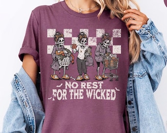 Distressed Halloween Shirt, Sarcastic Halloween Tee, Funny Halloween Mom Vibes, Retro Spooky Season Tee, Witchy Mom Skeleton Mom Dark Humor