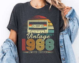 37th Birthday Shirt, Vintage 1988 Limited Edition Cassette T-Shirt, 37th Birthday Gift For Women, 37th Birthday Men Tee, 1988 Birthday Shirt