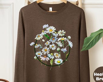 Daisy Sweatshirt, Flower Hoodie, Daisy Sweatshirt, Daisy Flower Hoodie,Mothers Day Gift, Flower Hoodie, Daisy Sweatshirt, Pressed Flowers