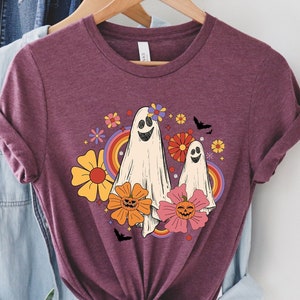 Vintage Retro Halloween T-shirt, Vintage Floral Ghost Halloween Shirt, Retro Fall Shirt, Vintage Ghost Shirt, Cute Halloween Shirt , Ghost