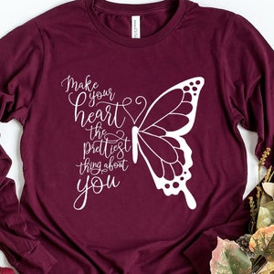 Make Your Heart The Prettiest Thing About You Butterfly Sweatshirt, Butterfly Sweatshirt, Funny Butterfly Sweater, Animal Lover Sweatshirt