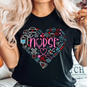 Love Nurse Shirt, Nurse T-Shirt, Nurse Tees, Cute Nurse Shirts, Nurse Appreciation Gift, Nurse Gift Idea, Nurses Week Gift, Nurse Shirt Tee