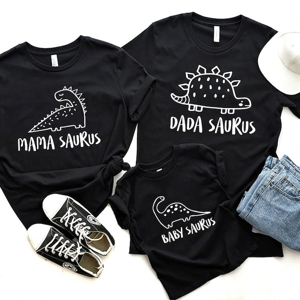 Funny Dinosaur T-Shirt - Dadasaurus & Babysaurus Graphic Tee For Men & Women, 100% Cotton, Black - View #13