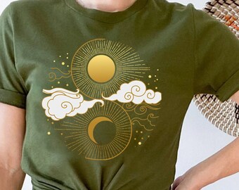Sun and Moon T Shirt Aesthetic Shirt Yoga Shirt Pagan Clothing Aesthetic Clothing Celestial Clothing Moon T-Shirt Sun TShirt Celestial Shirt