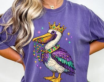 Comfort Colors® Louisiana Pelican Shirt, Psychedelic Mardi Gras Pelican, Colorful Louisiana Bird Shirt, Pelican Lover Gift, Pelican TShirt