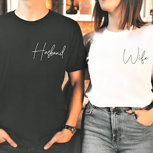 Husband and Wife Shirts, Husband Shirt, Wife Shirt, Husband and Wife Pocket Tees, Husband Tee, Wife Tee, Honeymoon Tees, Just Married Shirts