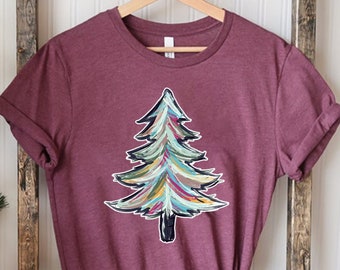 Distressed Christmas Tree, Cute Winter Christmas Shirt, Grungy Tree, Bella Tee, Soft TShirt, Women's Graphic Tee, Holiday Trees, Xmas Shirt